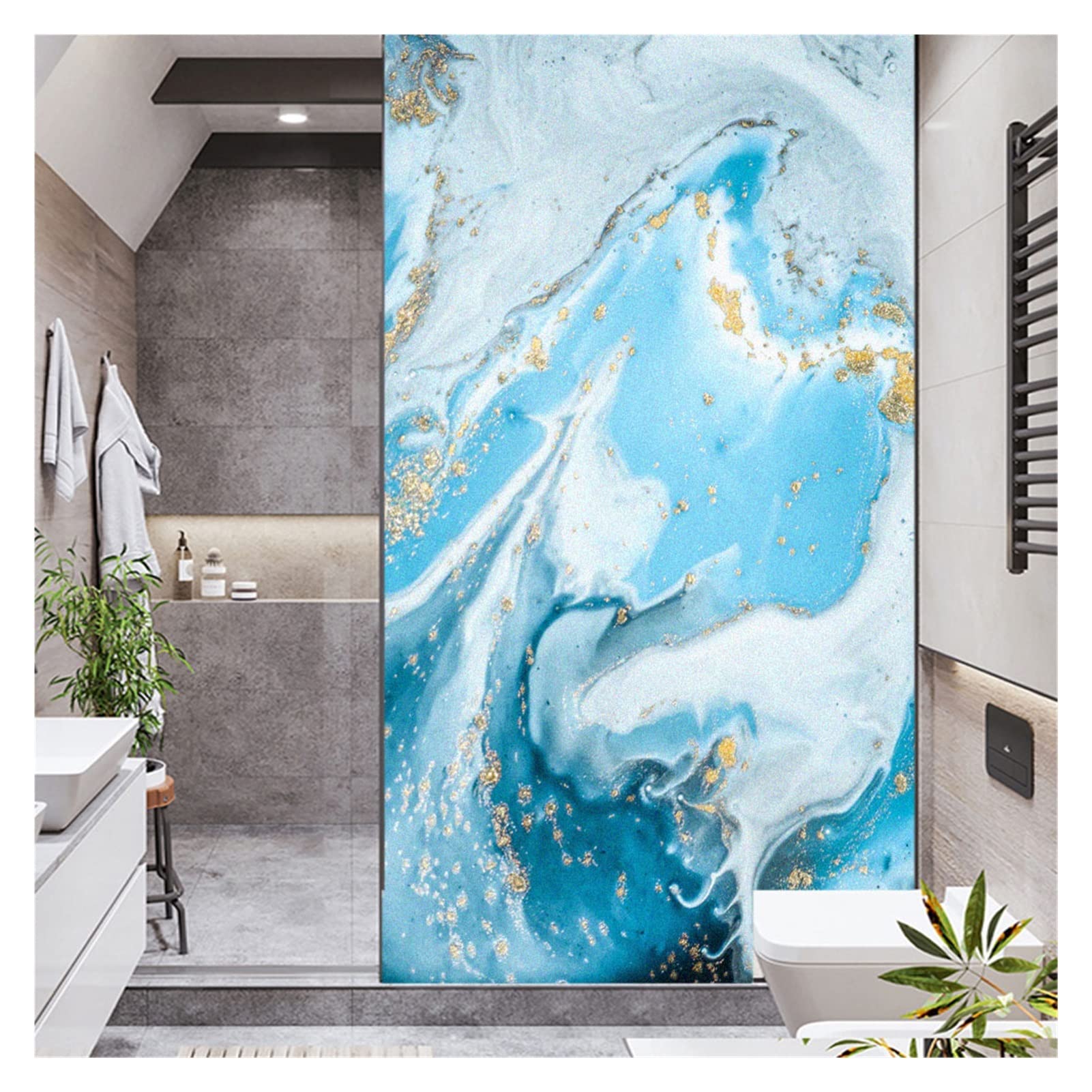 Window Film Window Film Marble Grain Glass Sticker Blocking Heat Control Coverings Tint for Homedecor(B,60x120cm)