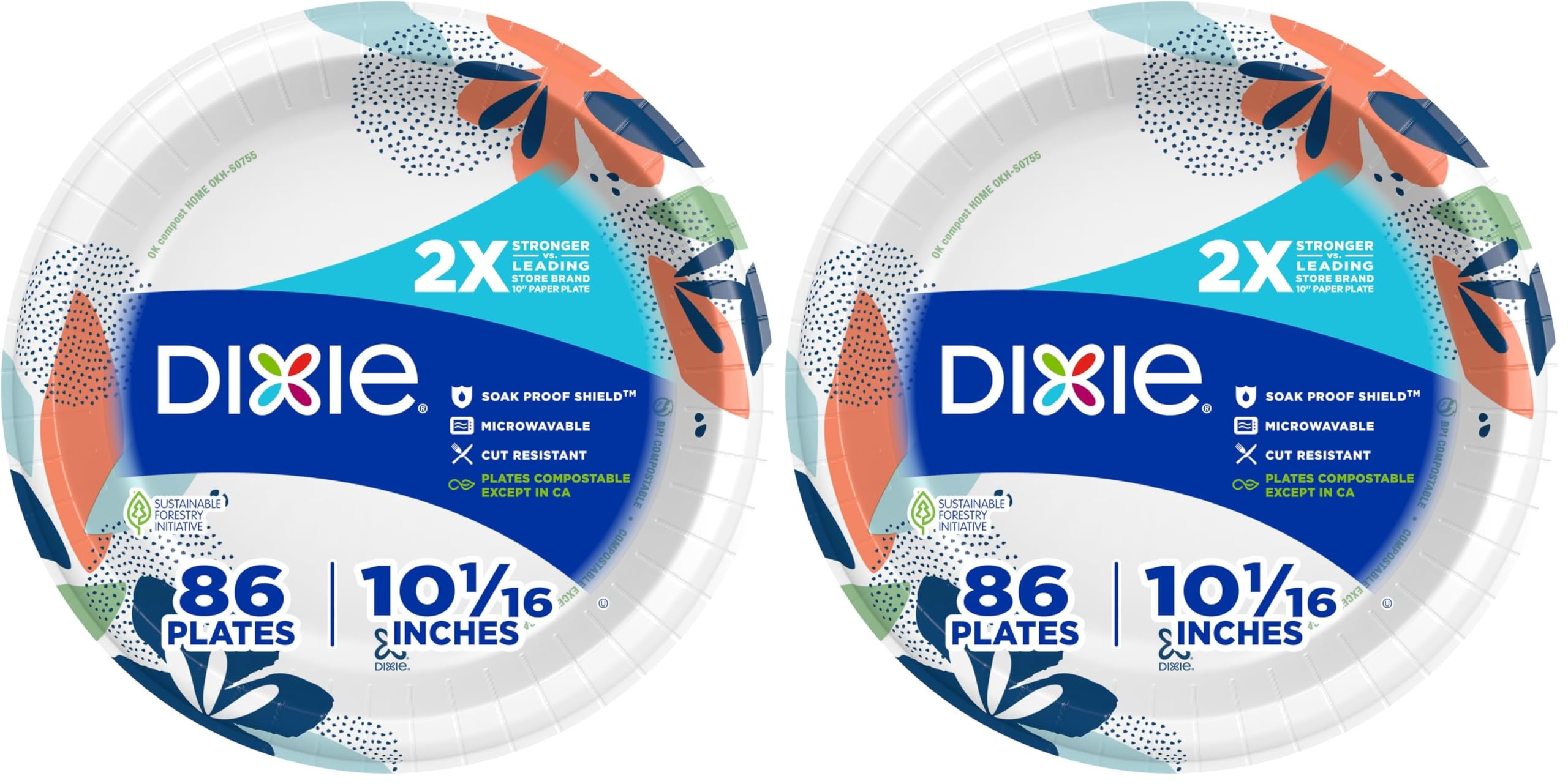 Dixie Paper Plates, 10 Inch, 86 Count Pack of 2 | 2X Stronger | Microwave-Safe | Soak-Proof | Cut Resistant