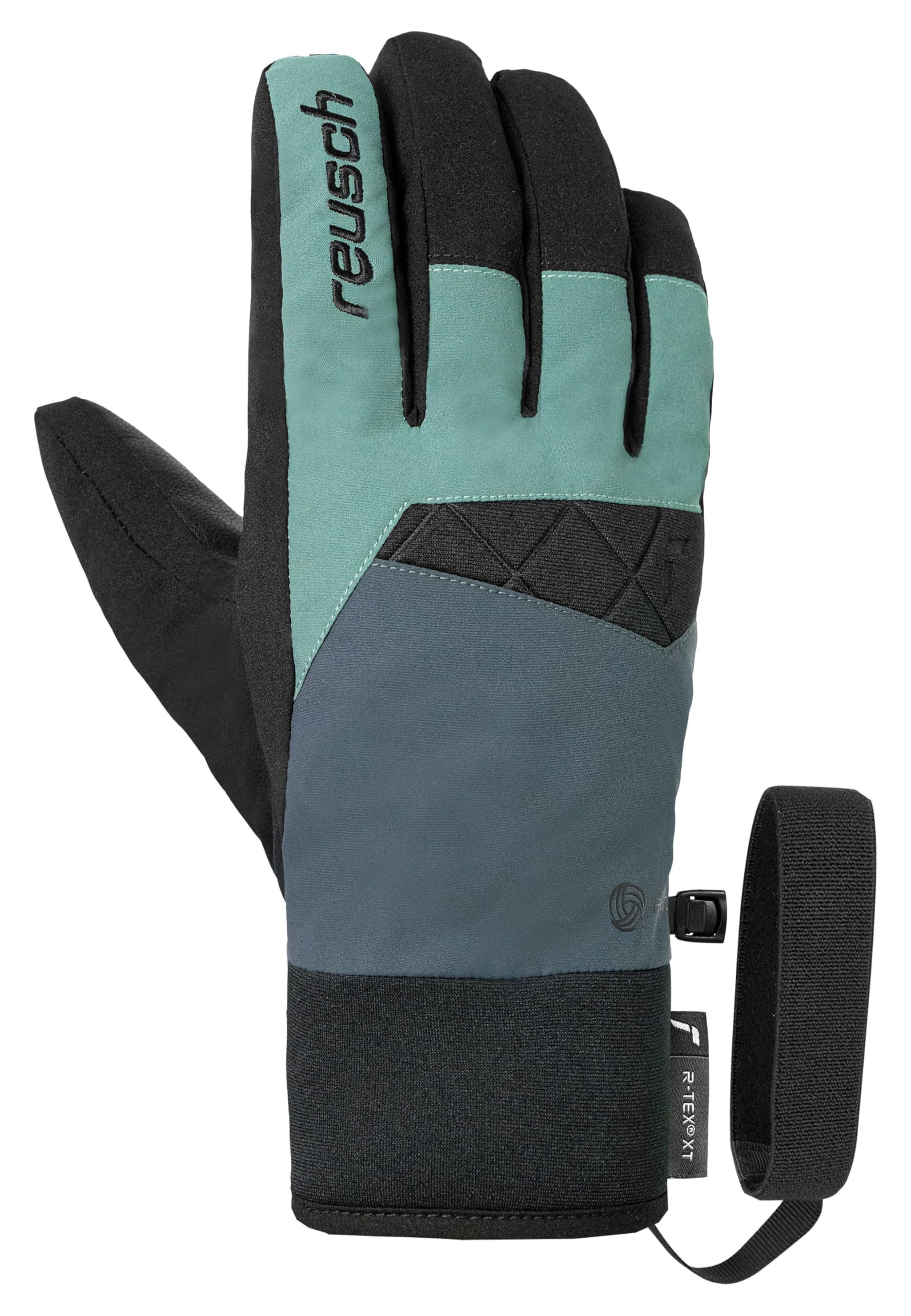 Reusch Malone R-TEX XT Gants de ski unisexes, imperméables, coupe-vent, respirants, isolation chaude en laine, cuir végétalien, softshell, doublure MicroActive, manchettes serrées, Comfort Leash, pour