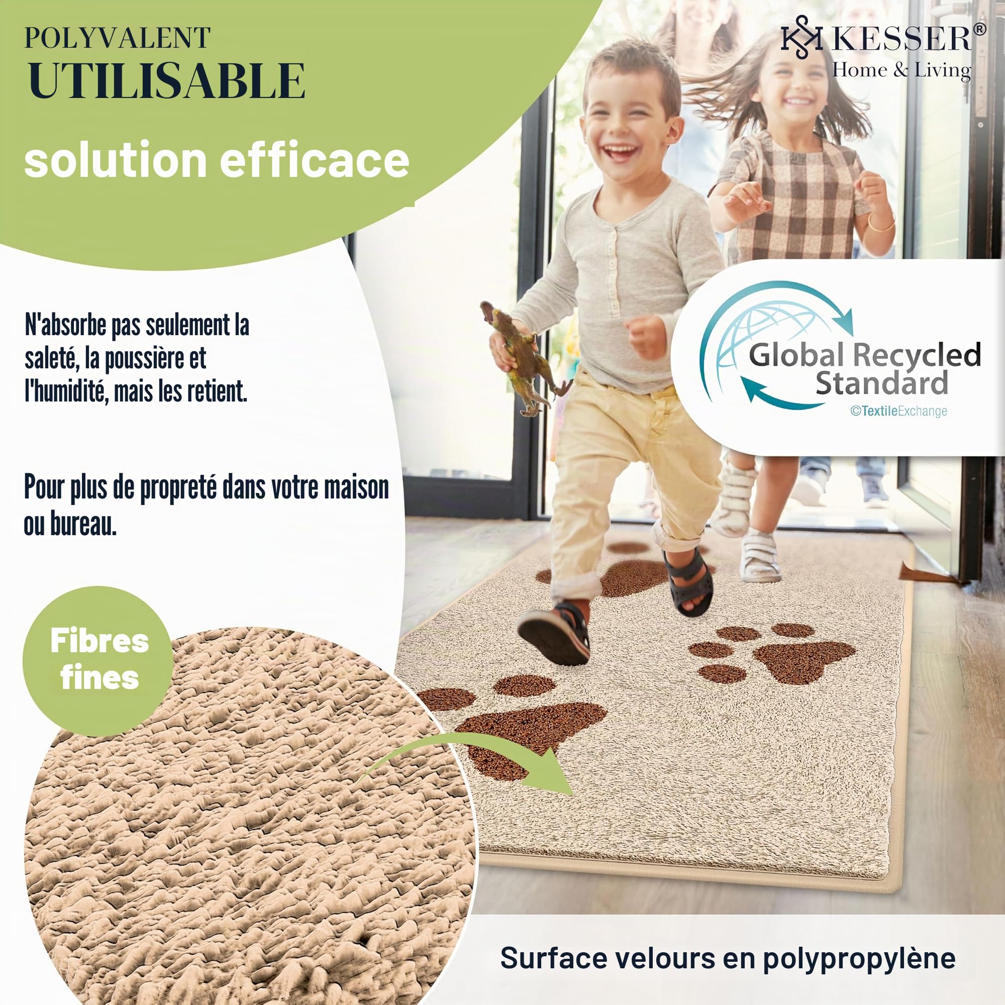 KESSER Paillasson Professionnel, Tapis d'Entrée en Plusieurs Tailles, Tapis de Porte, Moquette, Tapis de Pied & Essuiedoux, Antidérapant, Résistant aux Intempéries, Lavable en Machine, Pour Porte