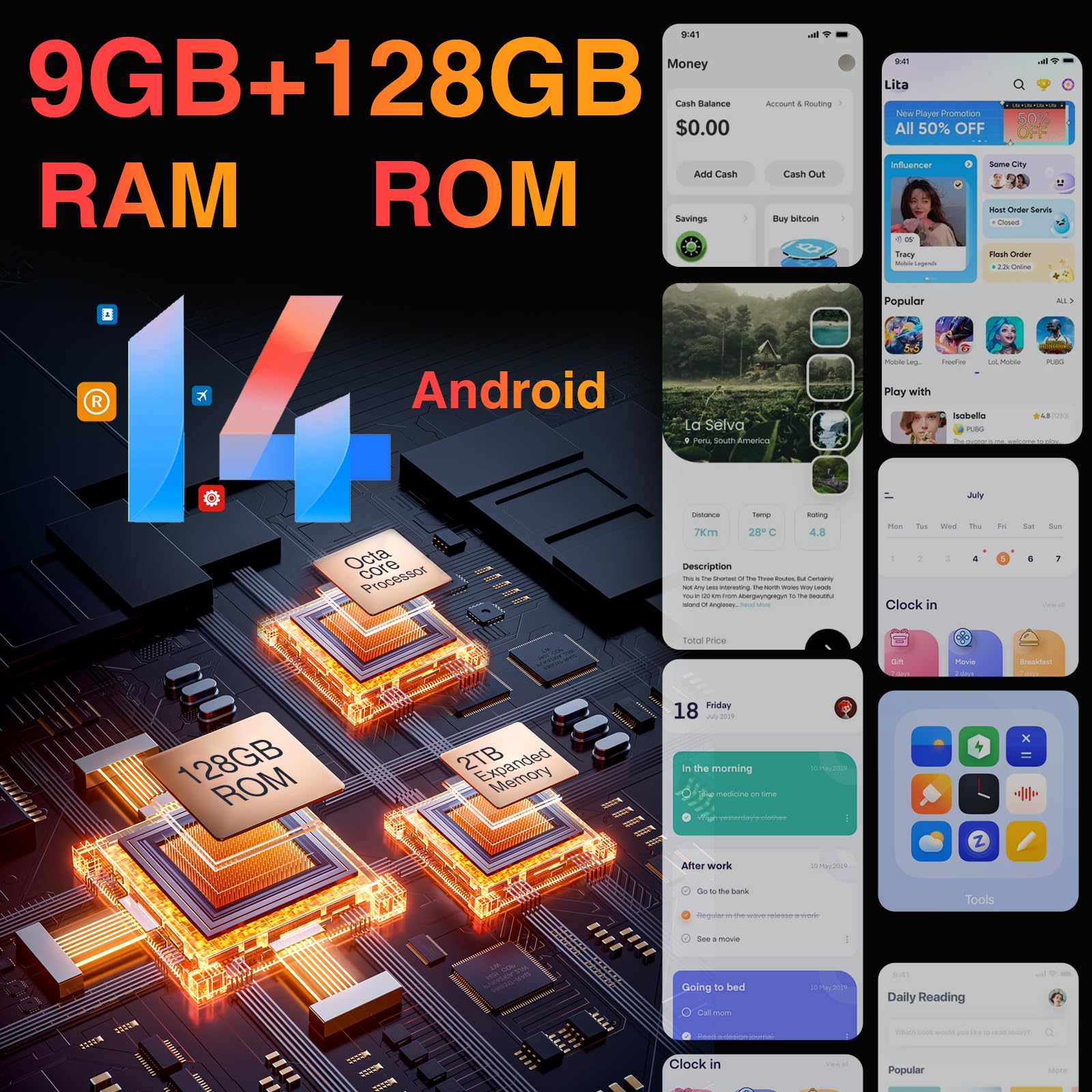 DOOGEE Blade 10 Rugged Smartphone 2024, 9GB+128GB/2TB Telefono Indistruttibile Android 14, 6.56” HD+ 90Hz IPS, 10.7mm Ultra-thin, 3 Slot/4G Dual SIM, 5150mAh/16MP+8MP/Octa Core/GPS/Face Unlock