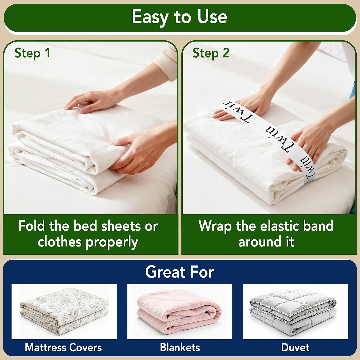 20 Pack Elastic Bed Sheet Organizer Bands with Size Labels，Elastic Bedding Band Labels for Organizing Bed Sheets with Assorted Sizes