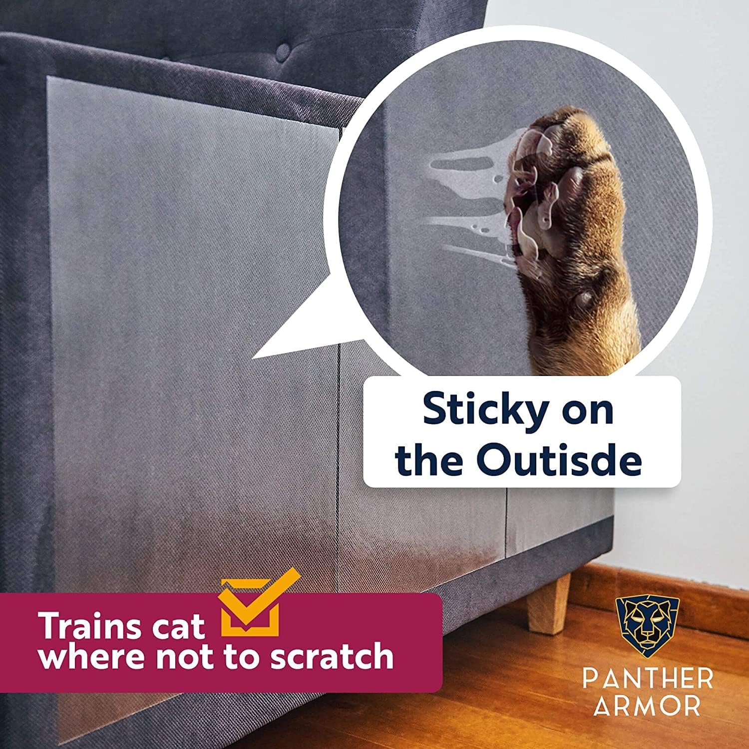 Panther Armor Cat Scratch Deterrent Tape – Double Sided Anti Scratching Sticky Tape Cat Scratch Furniture Protector – Cat Training Tape - Corner Couch Protector for Cats - (12-Pack) : Pet Supplies