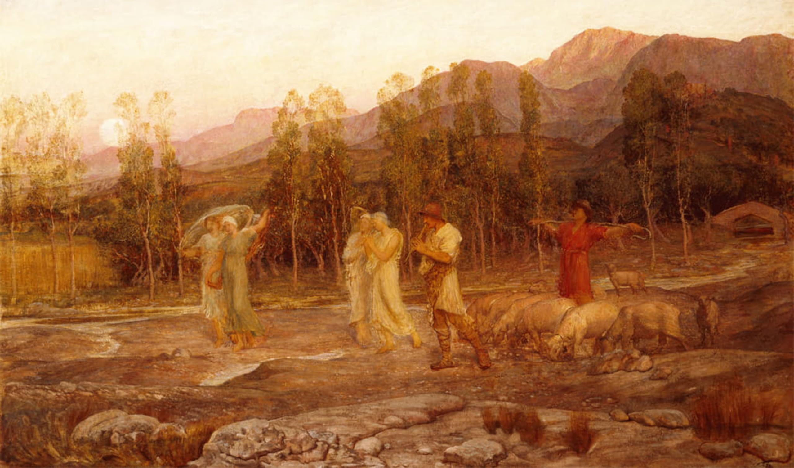 SERENDIPITP Vintage Picture Print on Canvas Wall Art Poster a Pastoral a Memory of the Valley of Sparta by William Blake Richmond Artwork Print Poster for Wall Decor 60x90cm