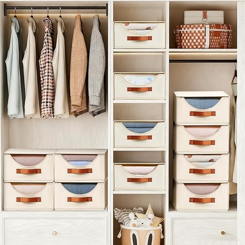 Miniatura 2 de DIMJ Organizadores y almacenamiento de armario, paquete de 6 contenedores de almacenamiento de tela con cajones, organizadores de ropa plegables y