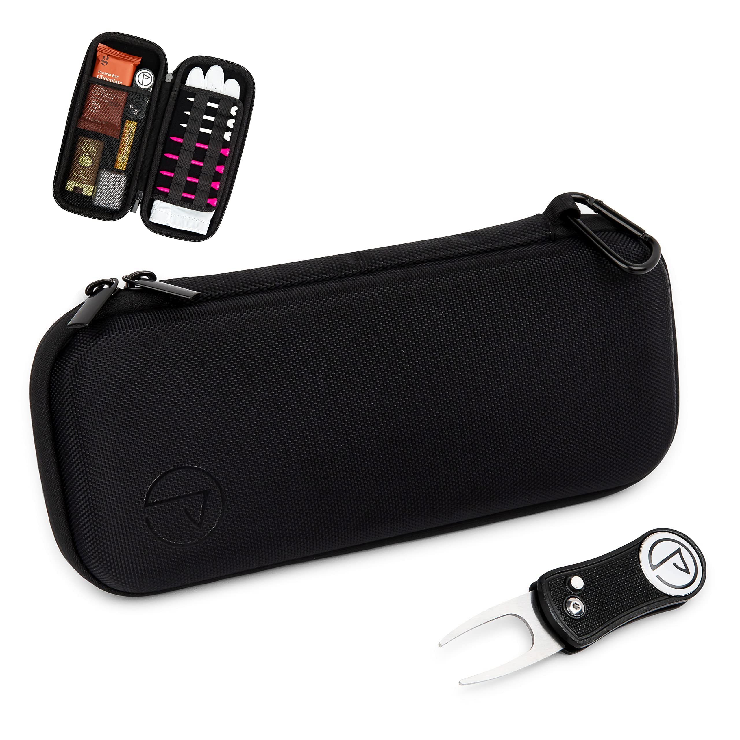 Golf Glove Holder Case with Divot Repair Tool and Ball Marker