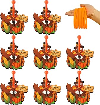 8 PACK Thanksgiving Turkey Ring Toss Game Include 8 Wooden Turkey Target Stands with 8 Plastic Rings Happy Thanksgiving Turkey Toss Game for Girl Boy Adults Fall Family School Party Supplies
