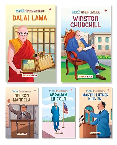 Story Books for Kids - World's Great Leaders (Set of 5 books) - Abraham Lincoln - Dalai Lama - Nelson Mandela - Winston Churchill - Martin Luther King Jr. - Biographies for Children - Age 6 +