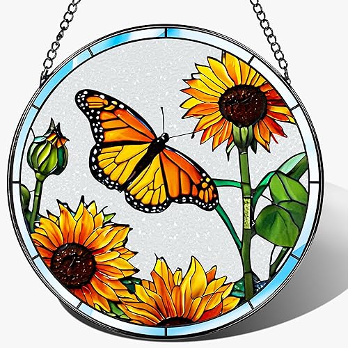 Miniatura 18 de Atrapasoles para colgar vidrieras, 8 pulgadas, atrapa el sol para ventana interior, mariposa para puertas de ventanas, decoración del hogar y