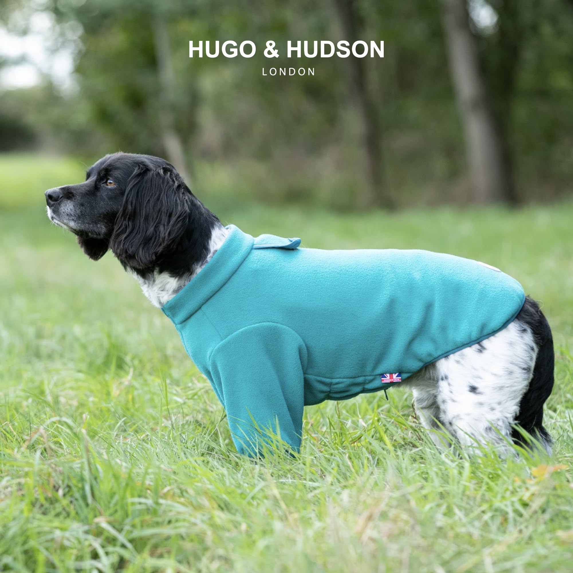 HUGO & HUDSON Outdoor Fleece Dog Jacket Windproof Warm Winter Coat with Lead Hole, Teal Green, XS30 - Image 2