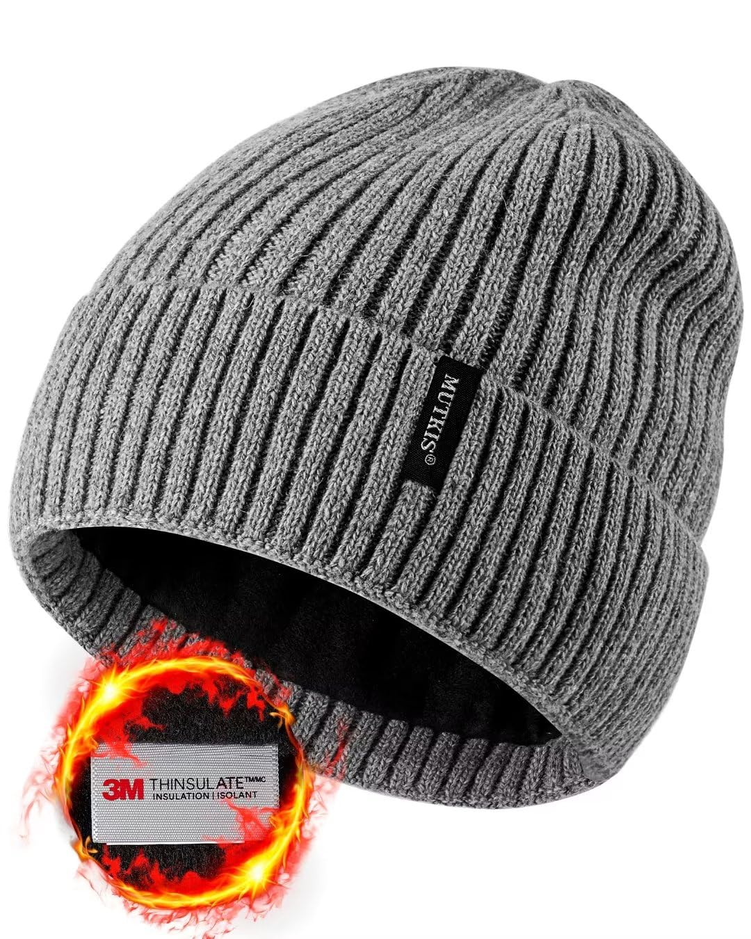 MUTKISBeanie Hats for Men 30% Merino Wool Knit Hat, Winter Hats for Women Thick Warm Lined, Beanie for Women Cold Weather Skull Cap