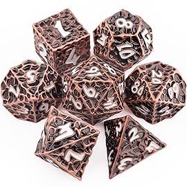Haxtec Metal DND Dice Set Polyhedral D&D Dice Compatible with Dungeons and Dragons Gift TTRPG Antique Copper Metal Dice