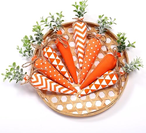 Miniatura 5 de Skylety 8 piezas de zanahoria de Pascua de tela de zanahoria, zanahoria artificial, rústica, no tejida, zanahoria rellena para granja, primavera,
