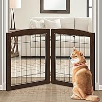 Vista 21 de LZRS Puerta independiente de madera extra ancha de 6 paneles: barrera de seguridad plegable de madera maciza y alambre de acero resistente a