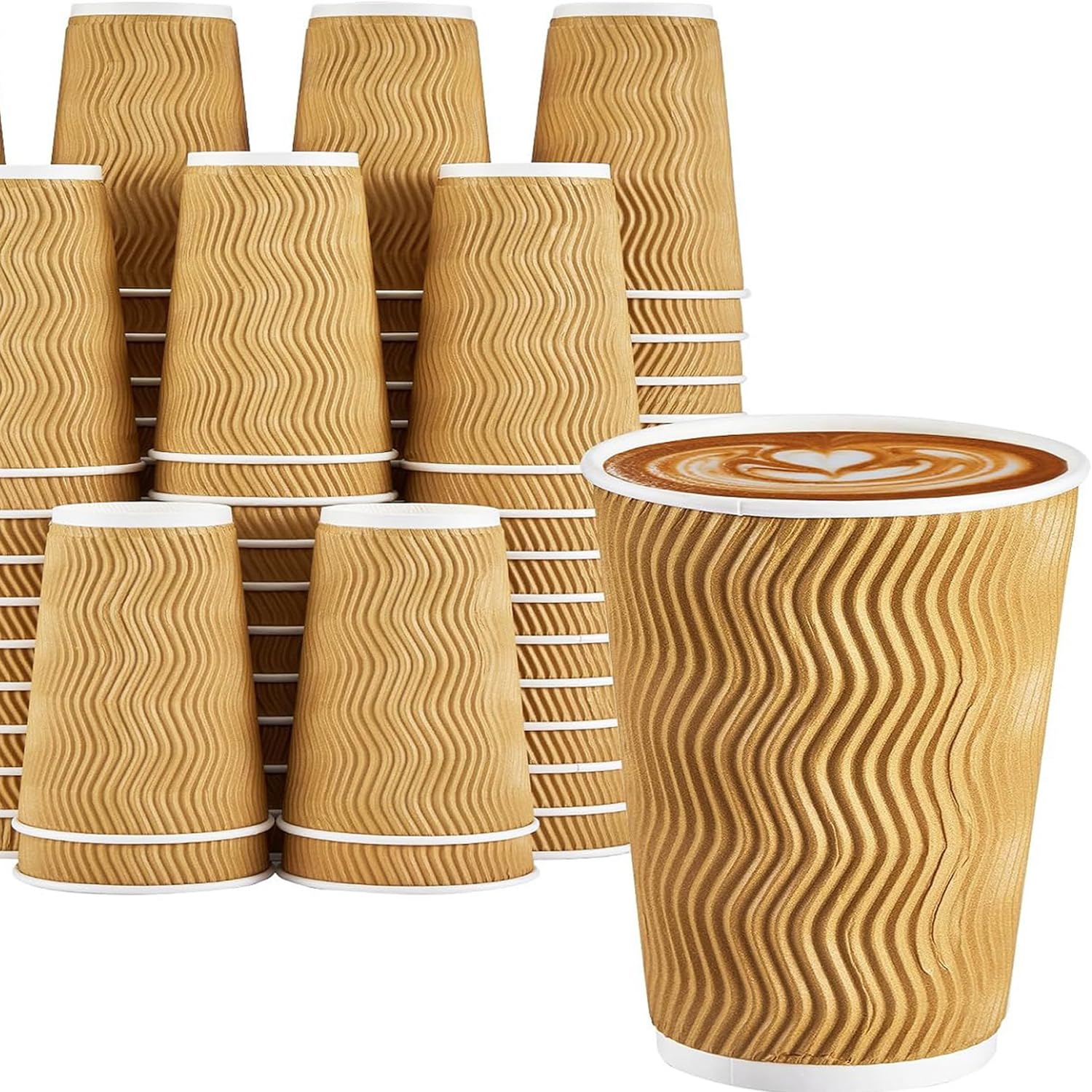 TerraToss 200ML [100 Pcs] Disposable Ripple Cups | Premium Paper Coffee Cups | HIGH GSM Disposable Paper Cups | Leak Proof | Party and Events (200, 100)