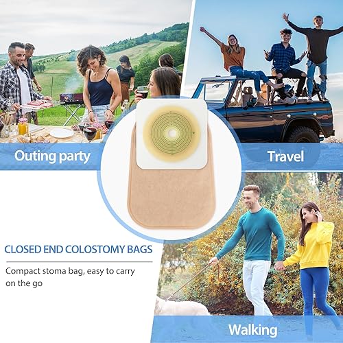 Miniatura 7 de 60pcs Ostomy Supplies Ostomy Bags 2 Piece Closed End, 2-Piece Disposable Colostomy Bags for Ileostomy Stoma Care, Travel Backup, Cut-to-Fit, 70mm