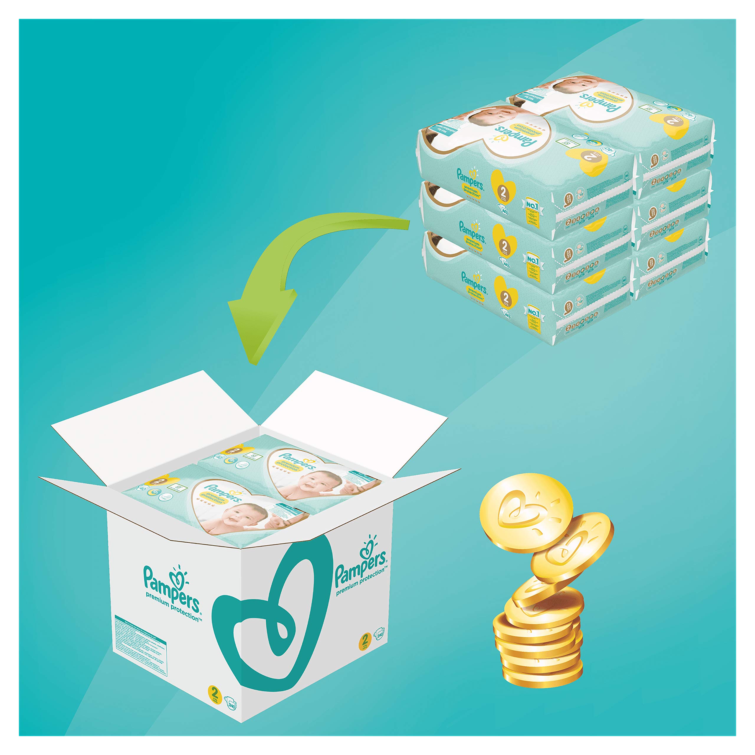 Pampers Premium Protection Größe 5 (Junior) 11-23 kg Tragepack, 20 Windeln, 4er Pack (4 x 20 Stück)