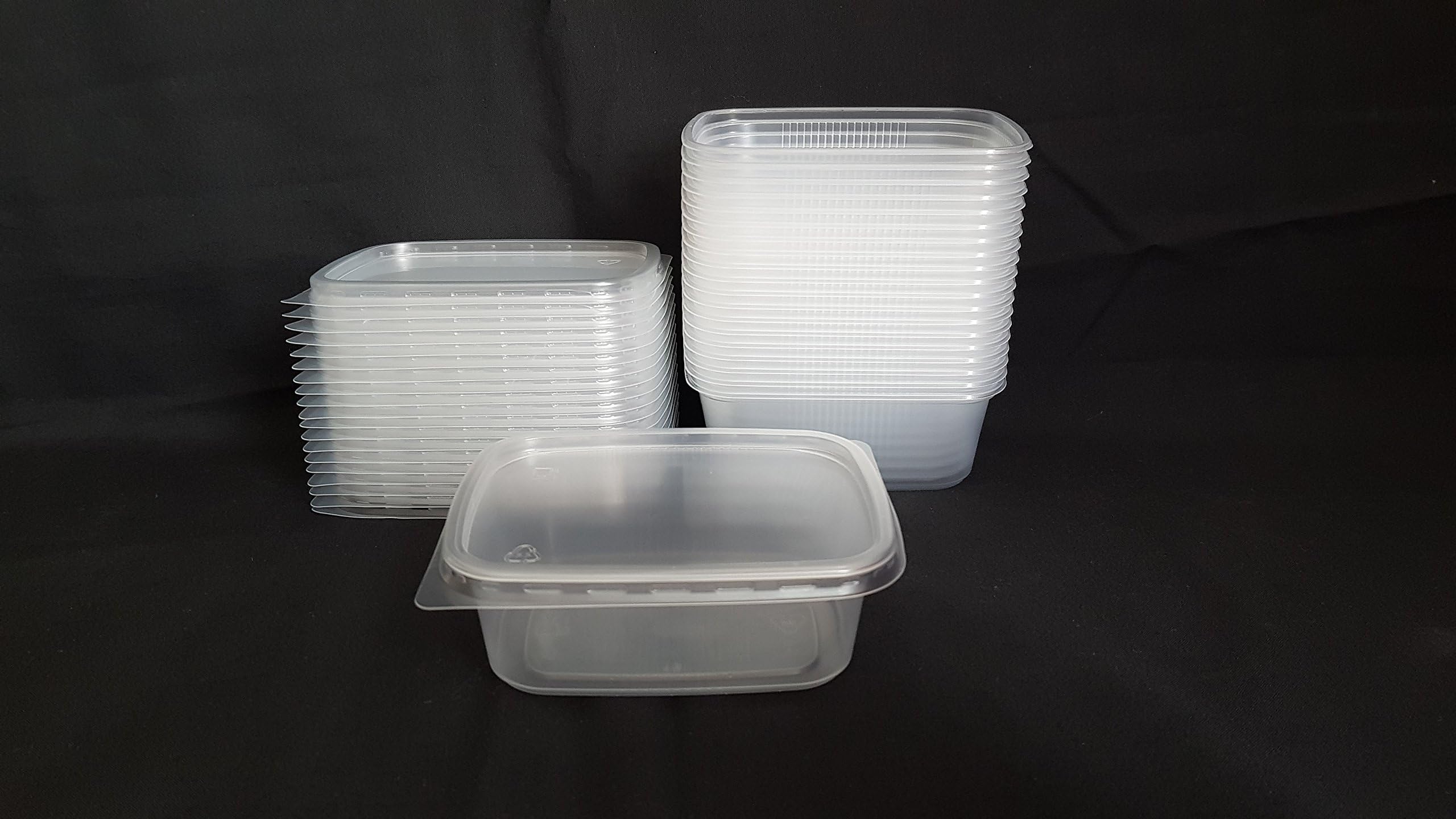 Set 20pcs 6 oz (200ml) Small Plastic Disposable Rectangular Containers Buckets with Lids for Foodstuff. New