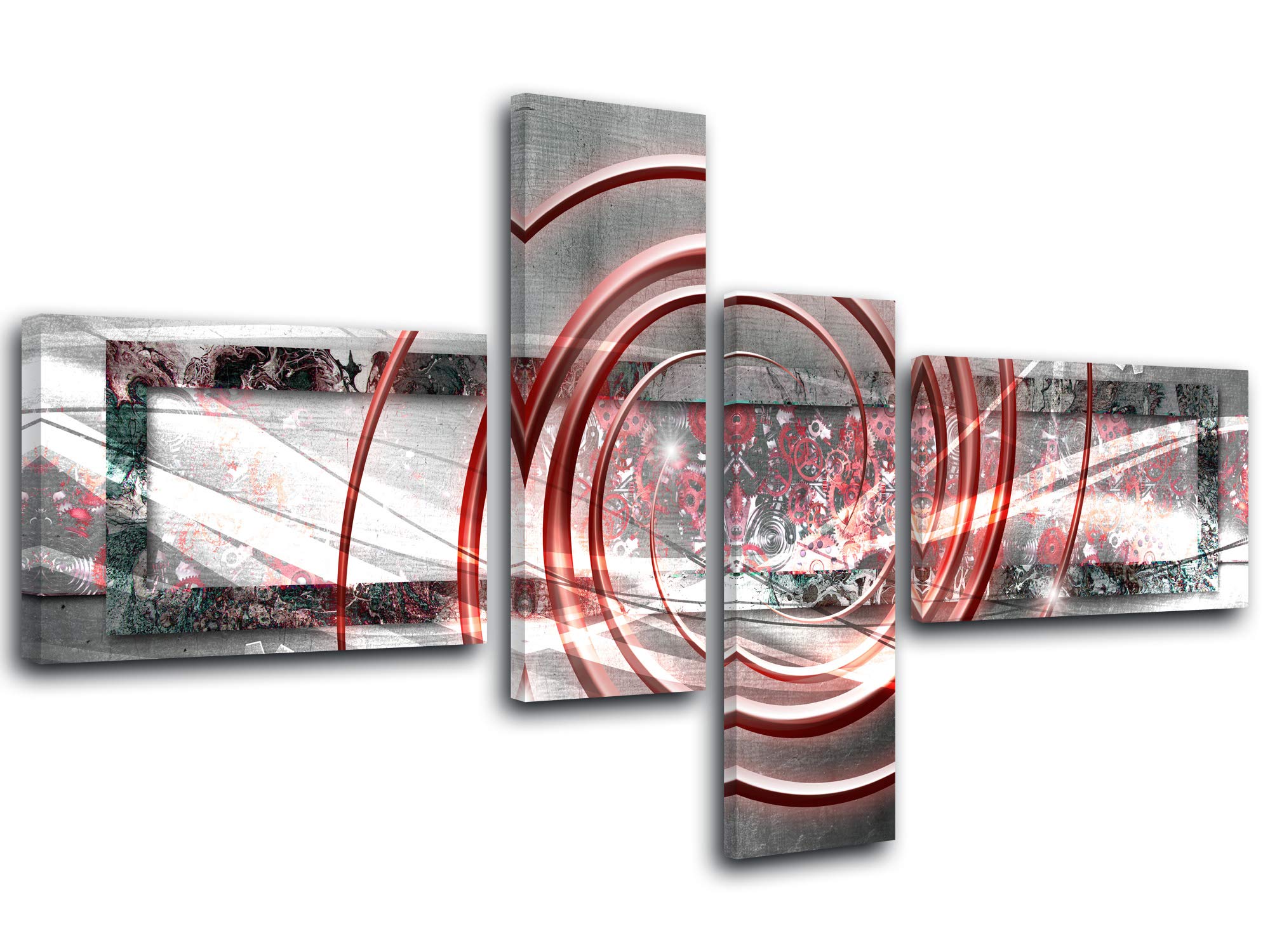 DECLINA - Cuadro decorativo para pared, salón, moderno, marco decorativo de pared, lienzo abstracto, 130 x 65 cm, color rojo
