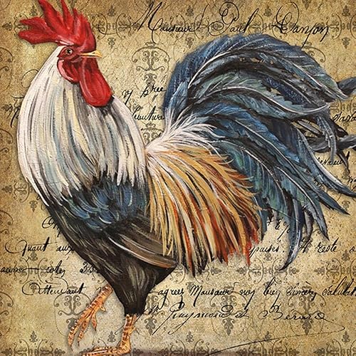 Miniatura 1 de SIXSTARS Funda decorativa para almohada cuadrada  funda para almohada con cierre con gallo estilo antiguo (un lado)