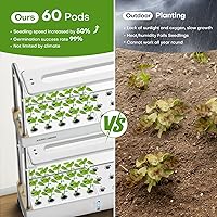 Vista 2 de Kit de Sistema de Cultivo Hidropónico de Jardín Interior Ahopegarden: Kit de Jardín de Hierbas Interior de 60 Cápsulas con Luz de Crecimiento LED
