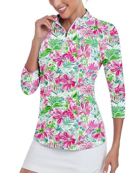 Amazon.com: Women's 3/4 Sleeve Tennis Shirts Quarter Zip