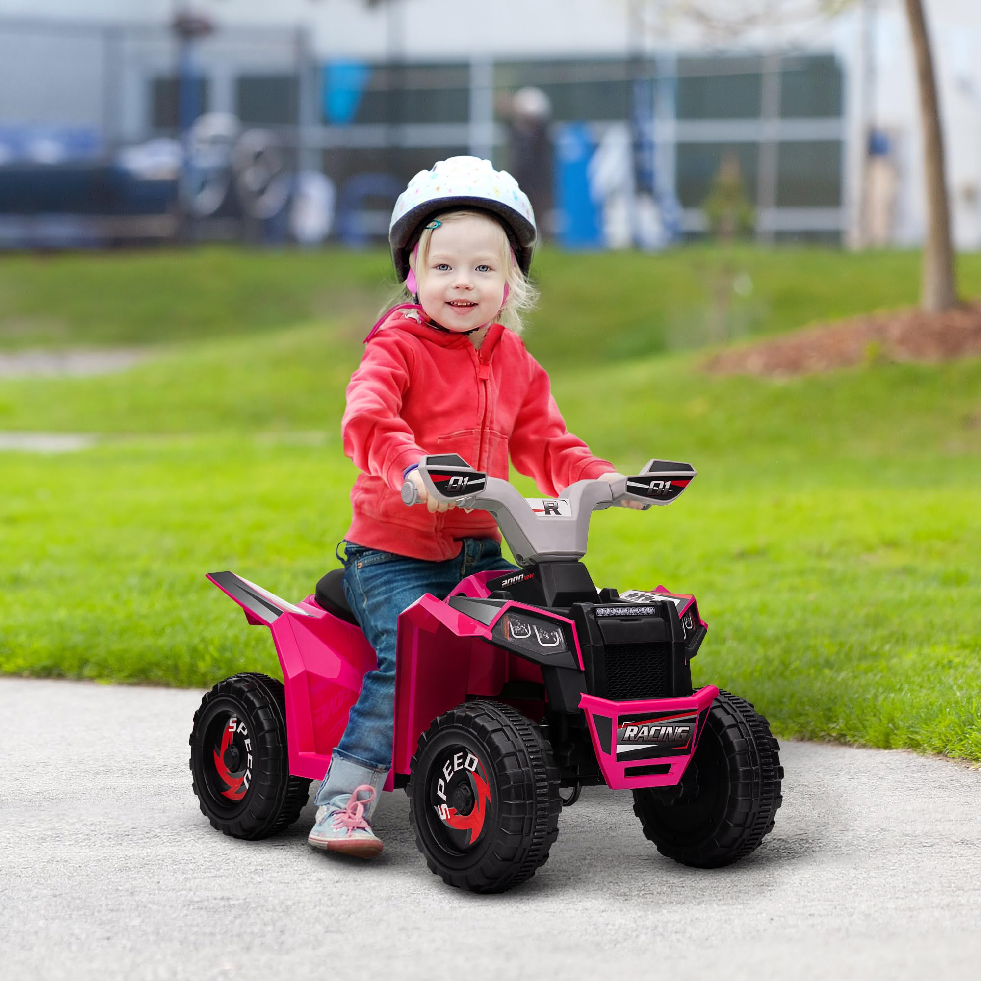 HOMCOM Quad Eléctrico para Niños 6V 18-36 Meses Avance y Retroceso 2,5 km/h Rosa