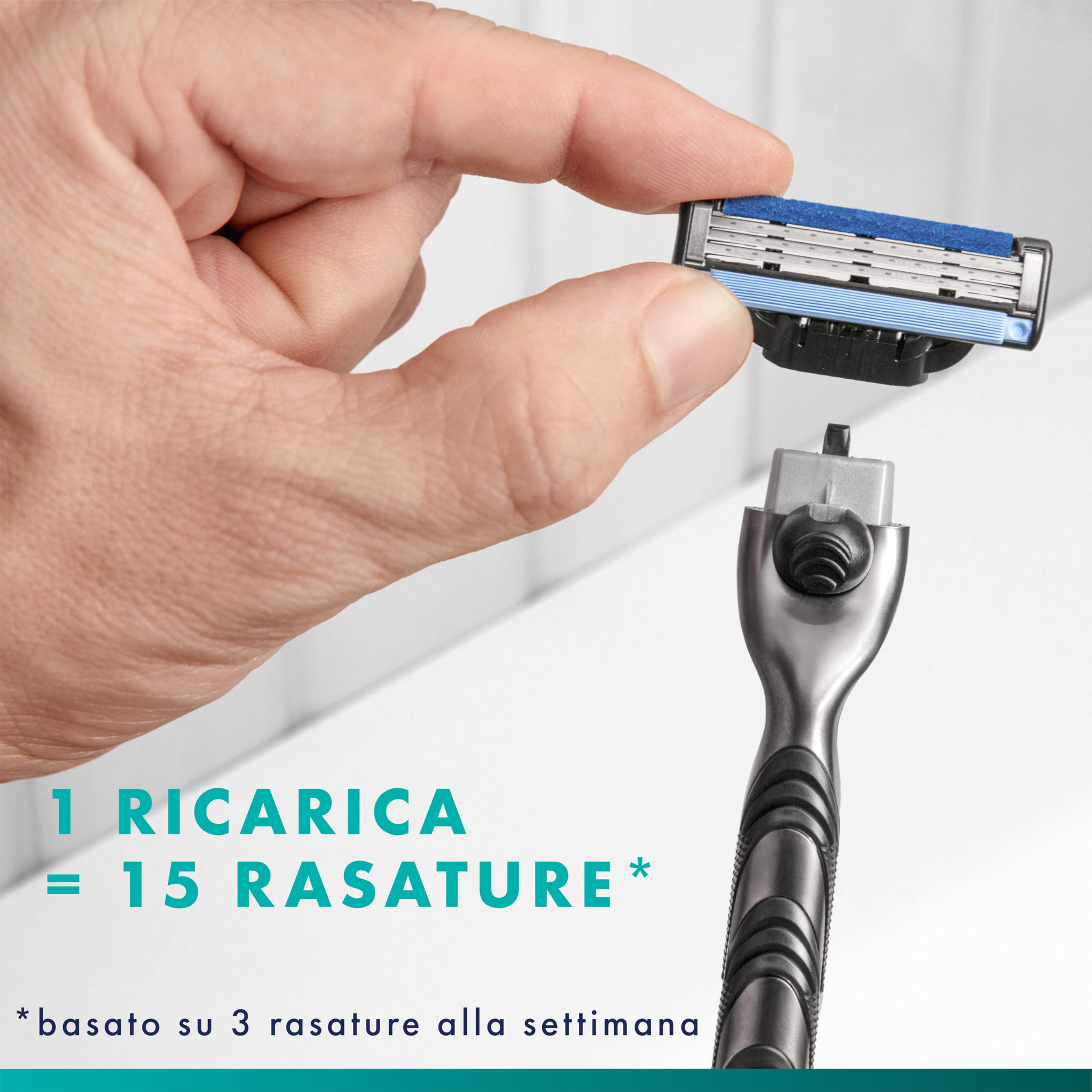 Gillette Mach3 Regolabarba Uomo, Lame Rasoio a Mano Libera, 1 Manico e 12 Lamette da Barba da 3 Lame, Facile Risciacquo, con Gel Lubrificante, Fino a 15 Rasature con 1 Testina azzurro