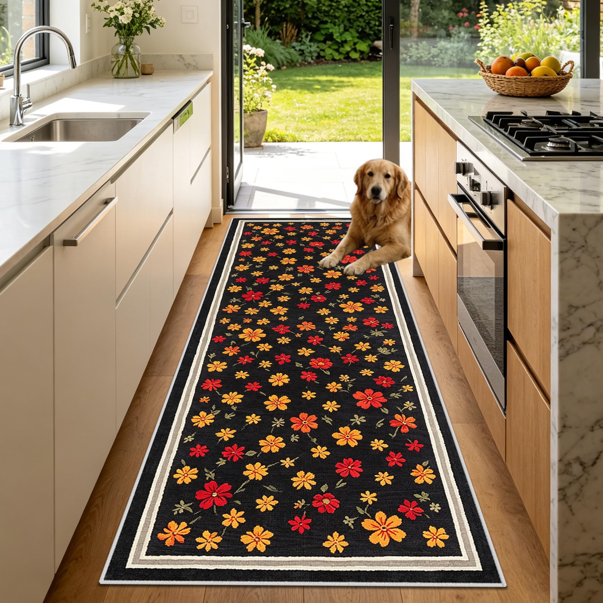 Alfombra Pasillo Lavable Negra de 70x160 cm para Evitar Resbalones en Cocina y Pasillos