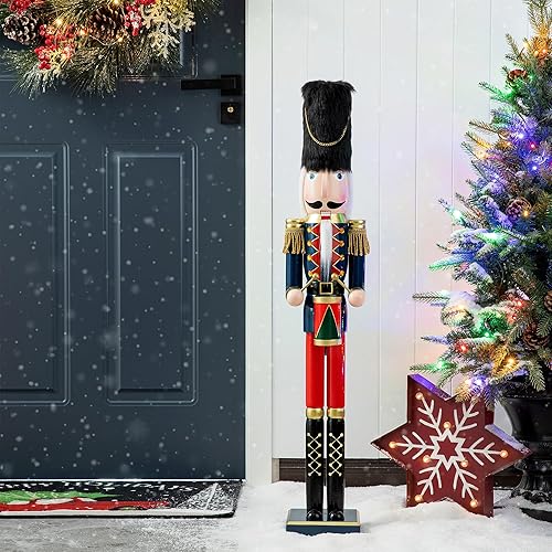 Miniatura 7 de Tambor de cascanueces de madera de 36 pulgadas de alto, novedad de gran tamaño, con sombrero de fieltro para decoración de porche, interior y