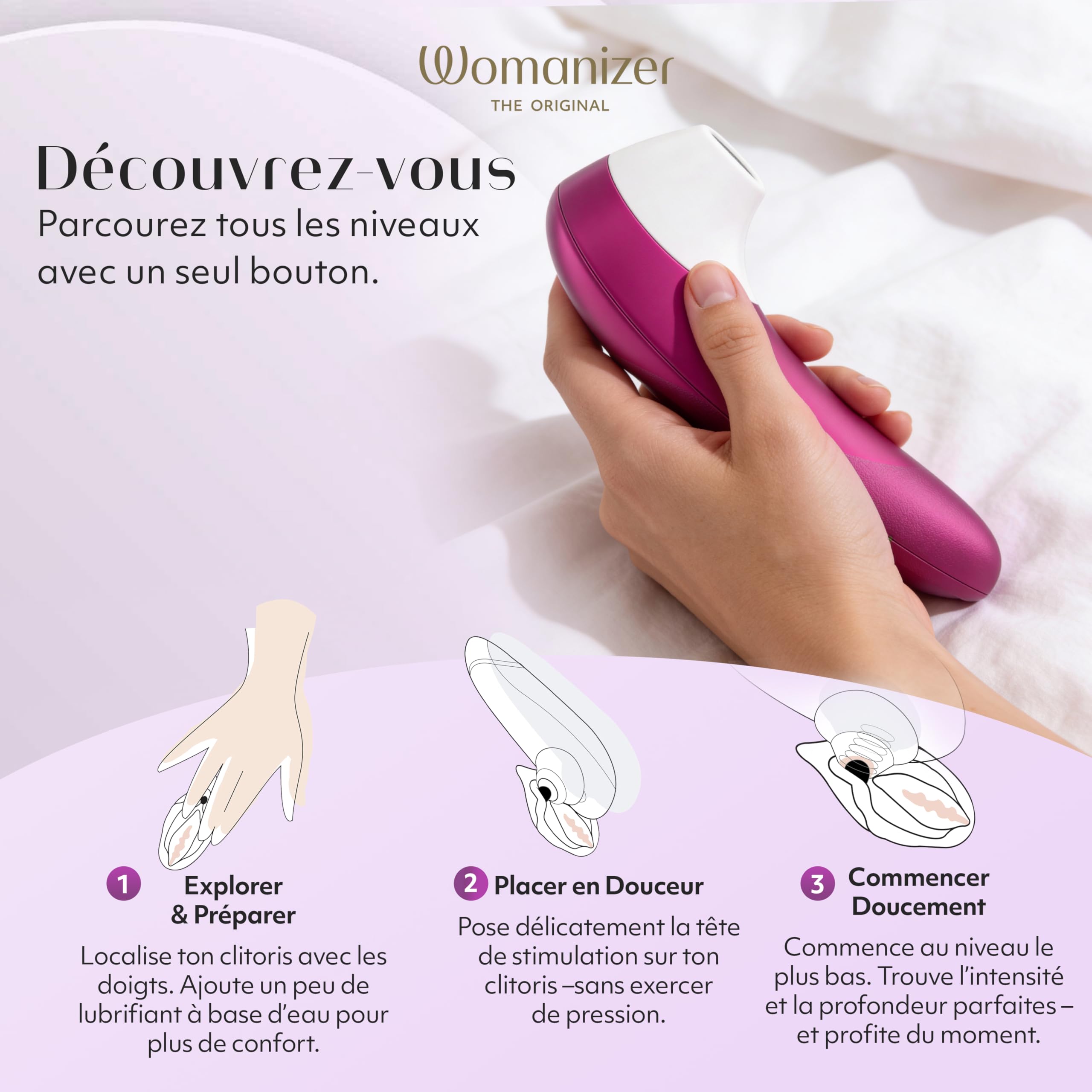 Womanizer Pro Stimulateur Clitoridien pour Femmes et Couples | Sextoy Vibrant | Aspirateur de Clitoris avec 11 Niveaux d’Intensité | Stimulateur Étanche pour Plaisir Intime | Rose