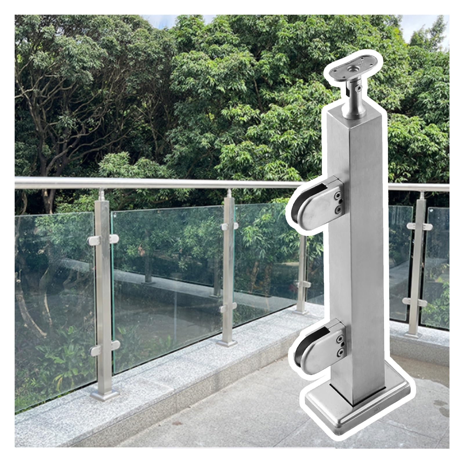 Poteaux de balustrade en acier inoxydable pour fixer solidement un panneau de verre sans percer