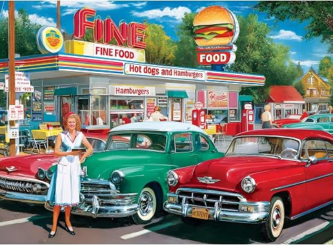 500 Pieces Jigsaw Puzzles, Retro Car and Food Station Jigsaw Puzzles