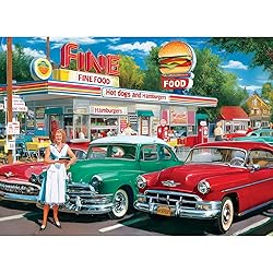 500 Pieces Jigsaw Puzzles, Retro Style 500 piece Puzzles for Adults, Car and Food Station Jigsaw Puzzles, Interlock Perfectly Letter on Back, Home Decor Birthday Party Gift Toy Age 12+, 20.5 x 15 in