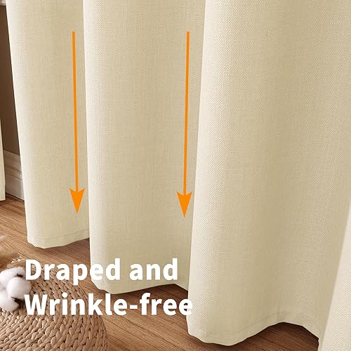 Miniatura 4 de BGment Cortinas de lino sintético de 84 pulgadas de largo, 2 paneles para sala de estar y dormitorio, cortinas de cortina de ventana con ojales de