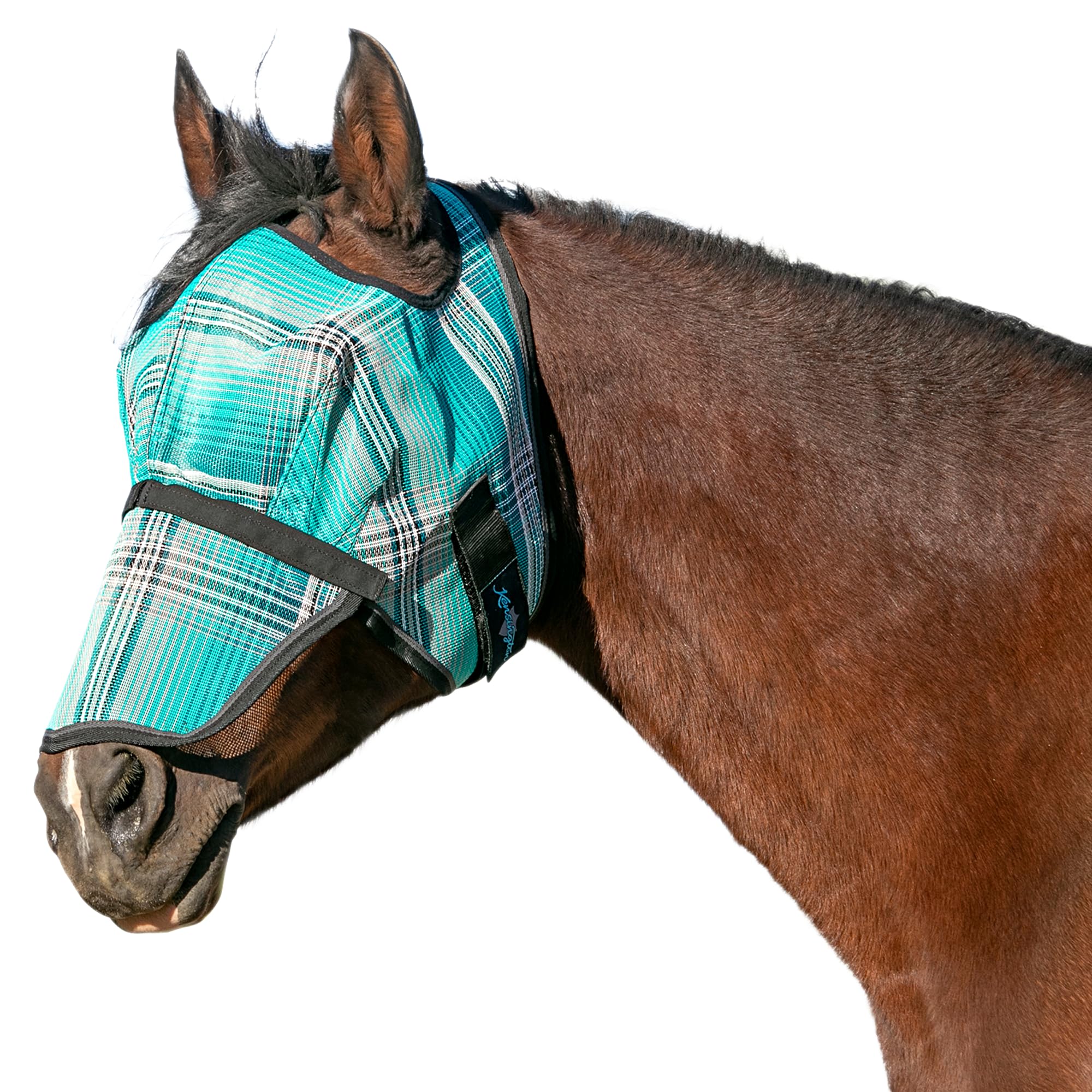 Kensington Signature Fly Mask with Removable Nose — Protects Horses Face and Nose from Biting Insects and UV Rays While Allowing Full Visibility —