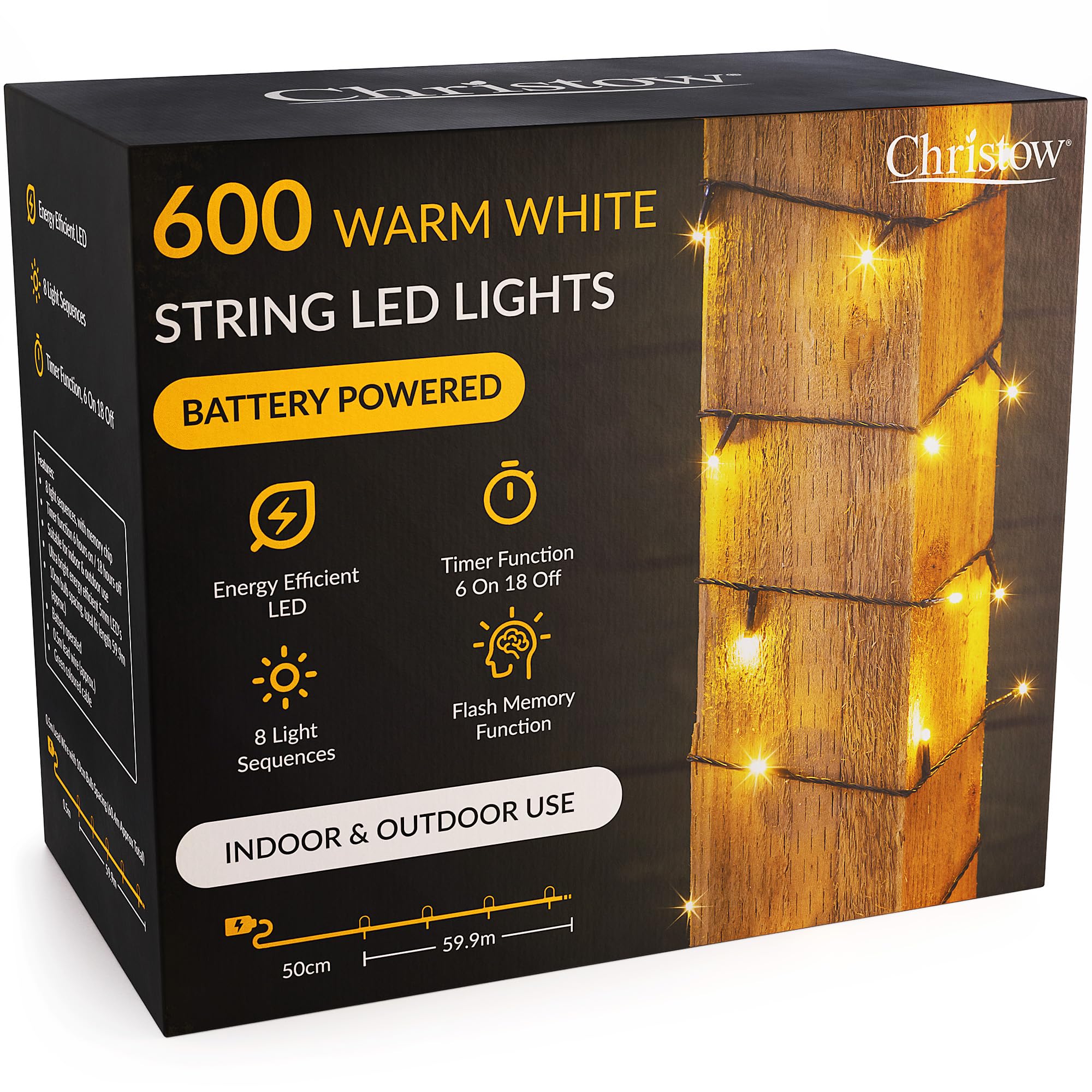 Christow Green Battery Christmas Lights ( Cable)