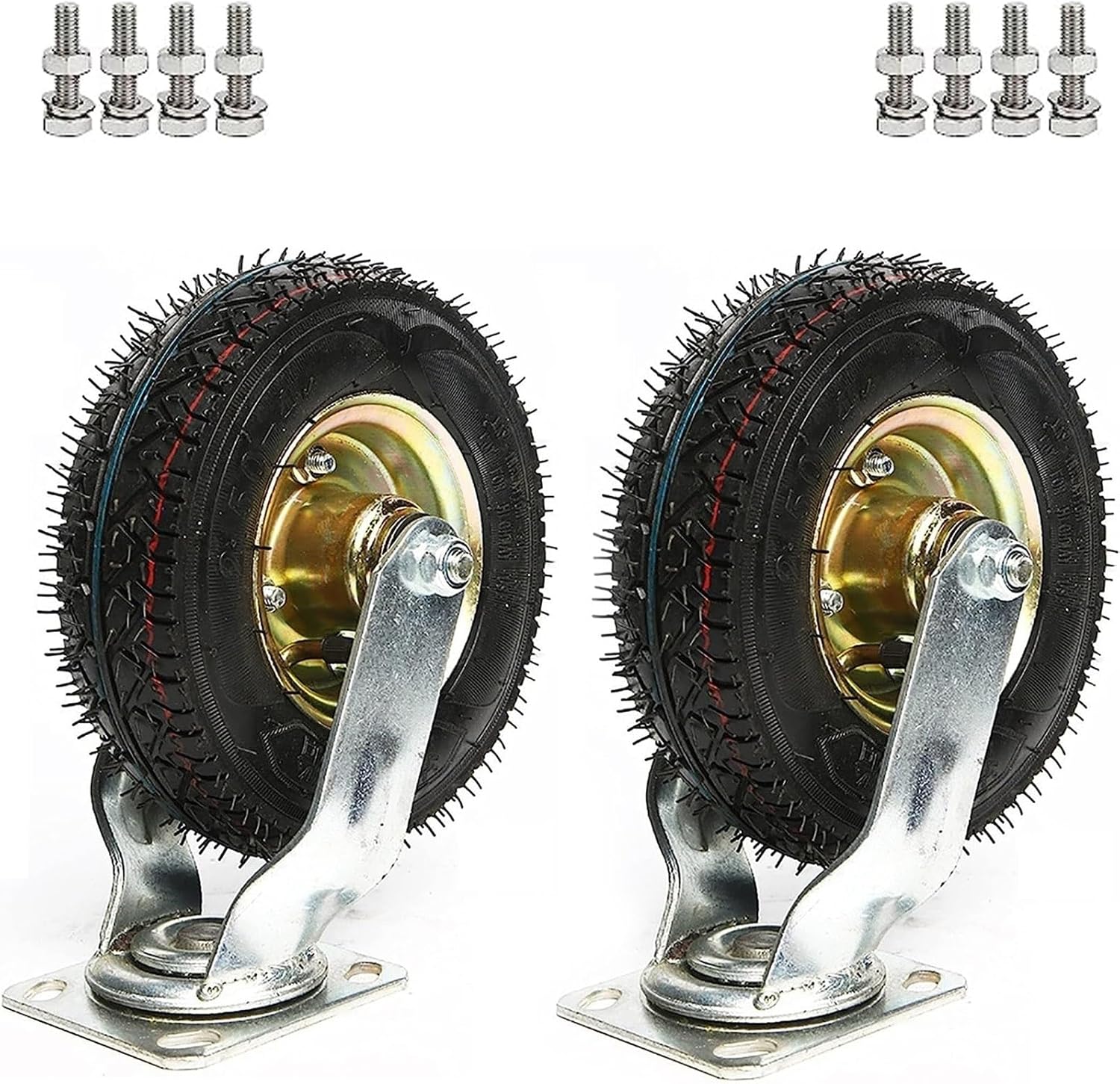 Pneumatic Wheel for Wheelbarrow 150/200/250Mm Rubber Swivel Castor Flat-Free Heavy-Duty Transport Casters for Furniture Tool Carts and Trolleys,Swivel-150mm/6in