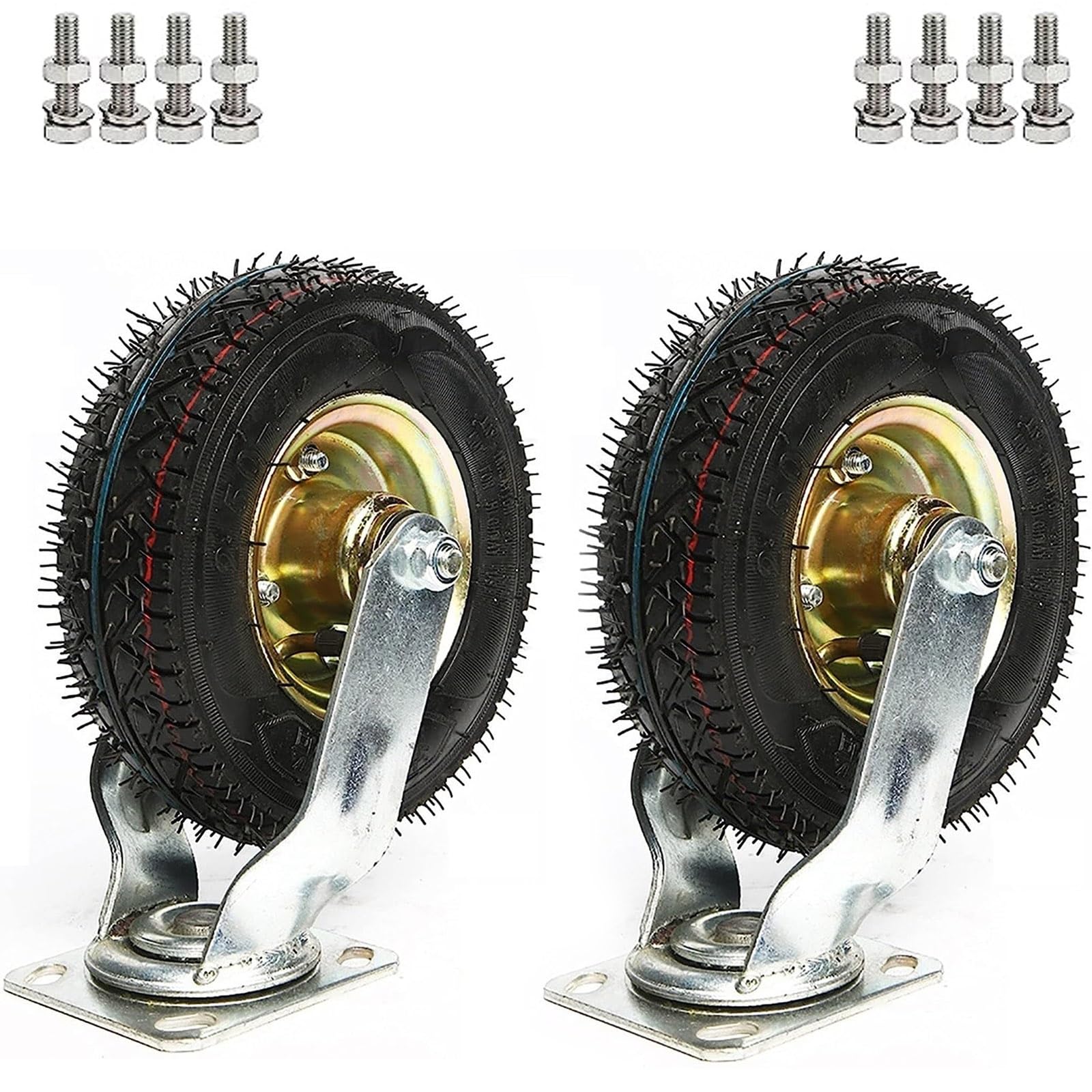GBRJUYF Pneumatic Wheel for Wheelbarrow 150/200/250mm Rubber Swivel Castor Flat-Free Heavy-Duty Transport Casters for Furniture Tool Carts and Trolleys