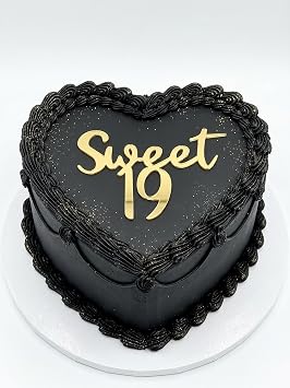 C493 Shiny Acrylic Happy Sweet 19 Birthday Cake Topper, Gold Glitter Sweet 19 Birthday Toppers, 19th Birthday Cake Topper,19th Birthday Cake Topper