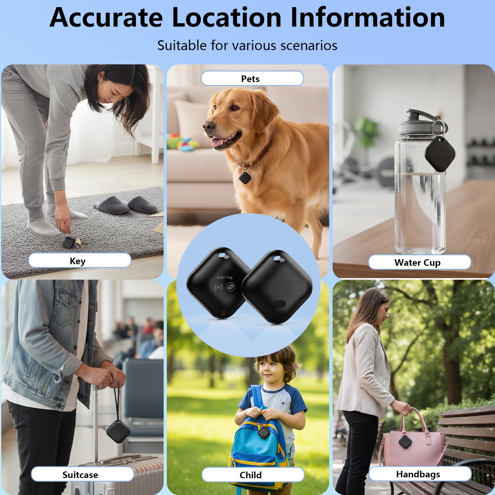 Smart Traceur Tag Android&iOS avec iOS Find My et Google Find Hub, Lot de 2