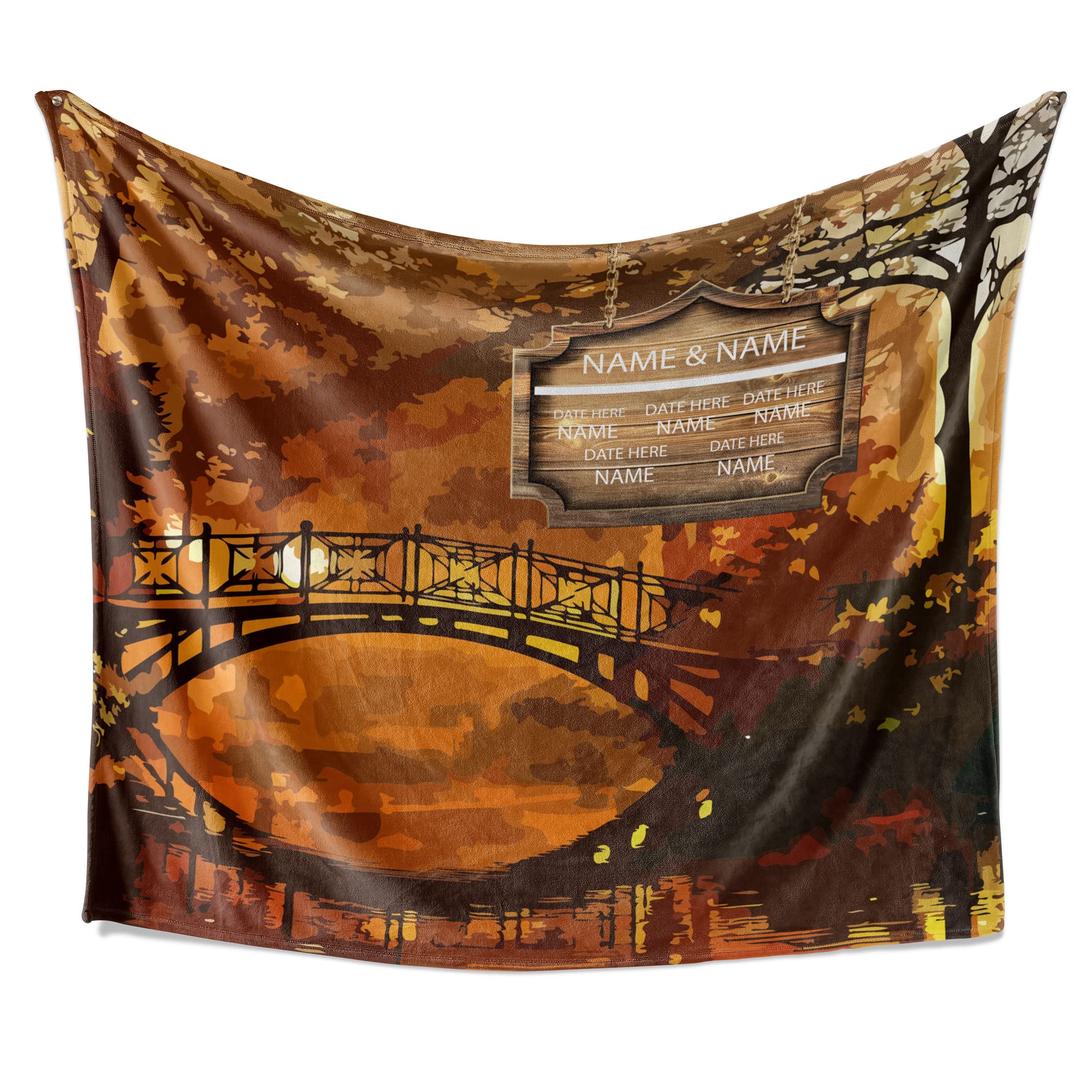 Manta personalizada de otoño familiar con nombre, fecha, manta personalizada de Acción de Gracias, regalo personalizado, manta de otoño, regalo personalizado, manta de mamá, regalo para papá, manta