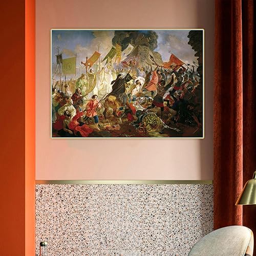 Miniatura 3 de Karl Bryullov, Impresión en lienzo, "El asedio de Pskov por el rey polaco Stefan Batory", Reproducción de cuadro famosa, Cuadro de arte de pared de