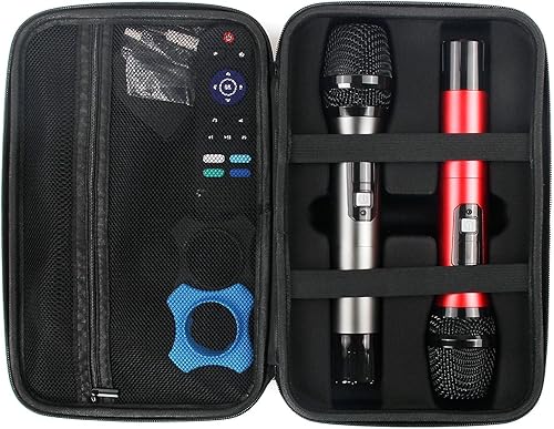 Funda de micrófono inalámbrico compatible con Tonor TW630, bolsa de micrófono dual funda rígida de EVA para micrófono de mano, funda de viaje para