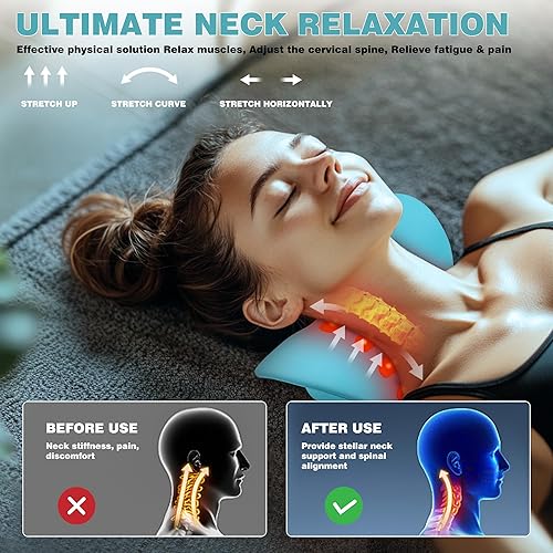 Miniatura 5 de Relajante de cuello y hombros, dispositivo de tracción cervical para alivio del dolor de ATM y alineación de la columna cervical, almohada