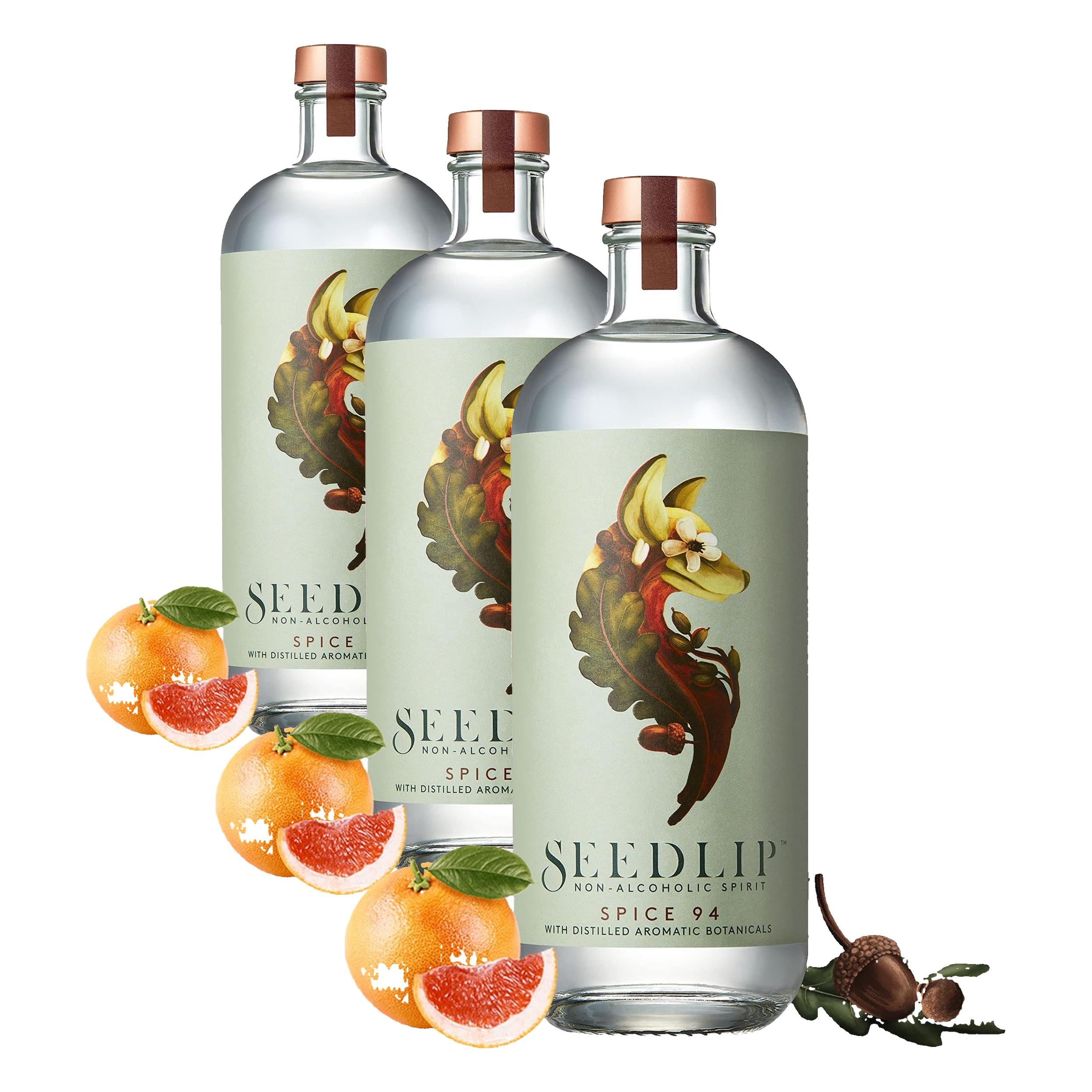 Seedlip Spice 94 | erfrischend-alkoholfreie Gin-Alternative | mit Grapefruitgeschmack | kalorienfrei & zuckerfrei | für nicht-alkoholische Cocktails | 0,0% vol | 700ml Einzelflasche | (Packung mit 3)