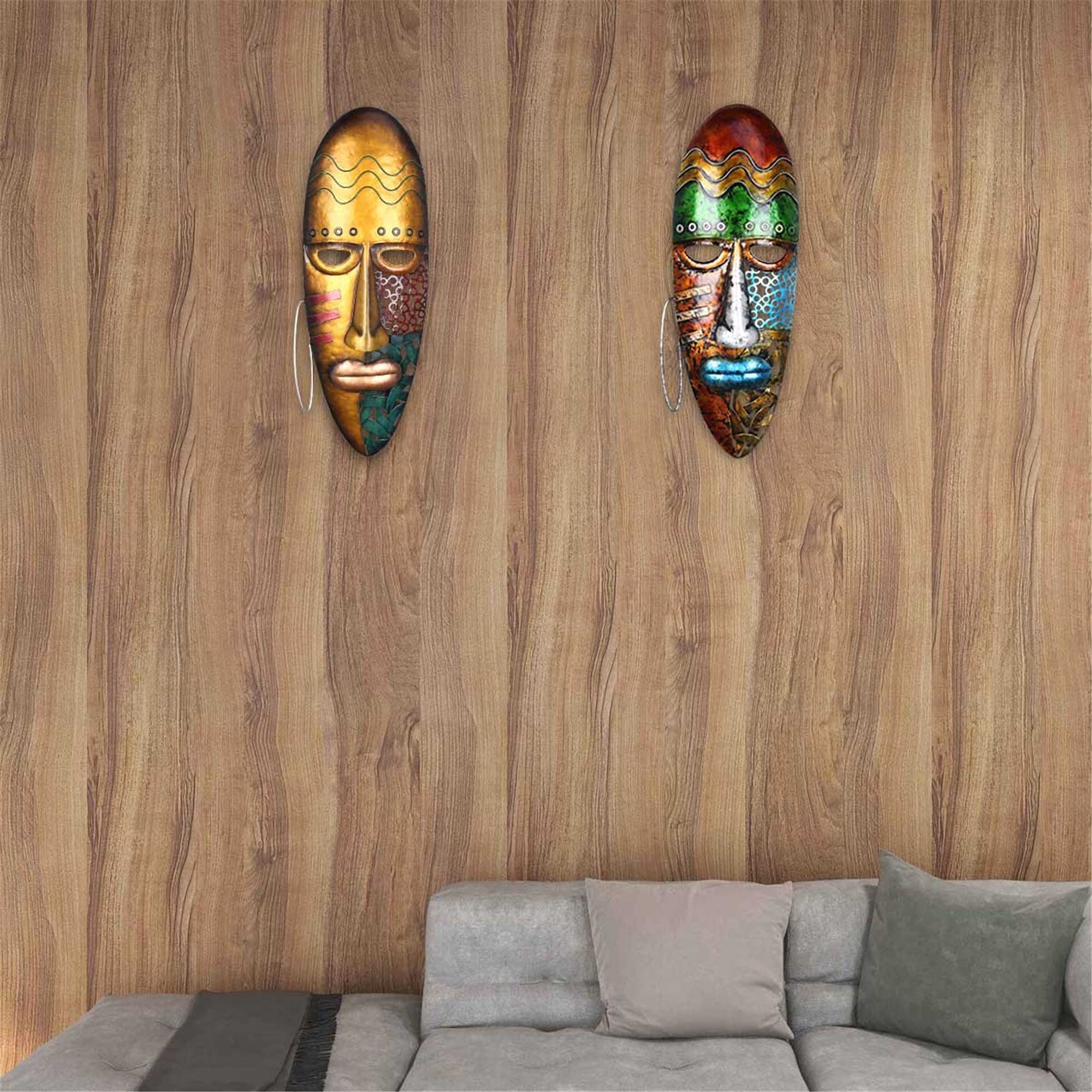 Amazon.co.jp: 壁装飾 2pcs アフリカ人の顔 壁掛け 2個セット メタル