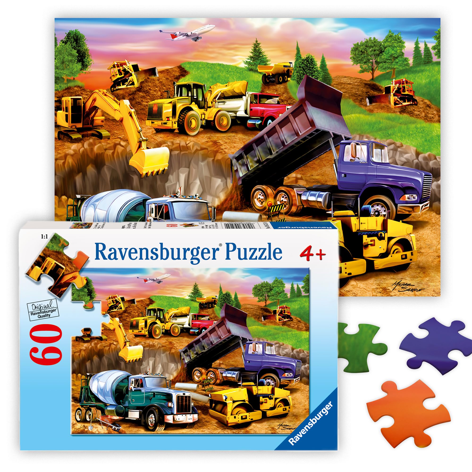 Ravensburger - Construction Crowd - 60 Piece Jigsaw Puzzle - Exciting, Vibrant Colors - Earth Movers, Trucks & More - Larger Pieces - Premium Quality - Ideal Gift - Screen-Free Fun - Children Age 4+