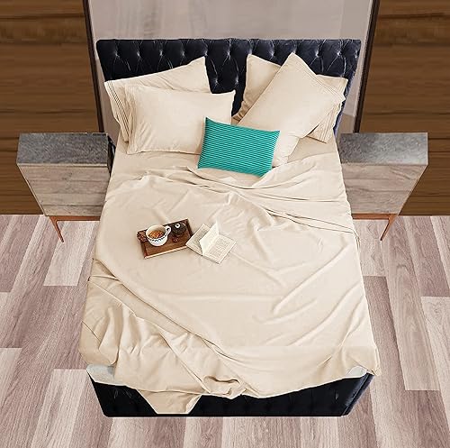 Miniatura 7 de Mocassi Juego de sábanas tamaño individual, sábanas y fundas de almohada de hotel de lujo de 1800 Premier, sábanas ultrasuaves, transpirables y