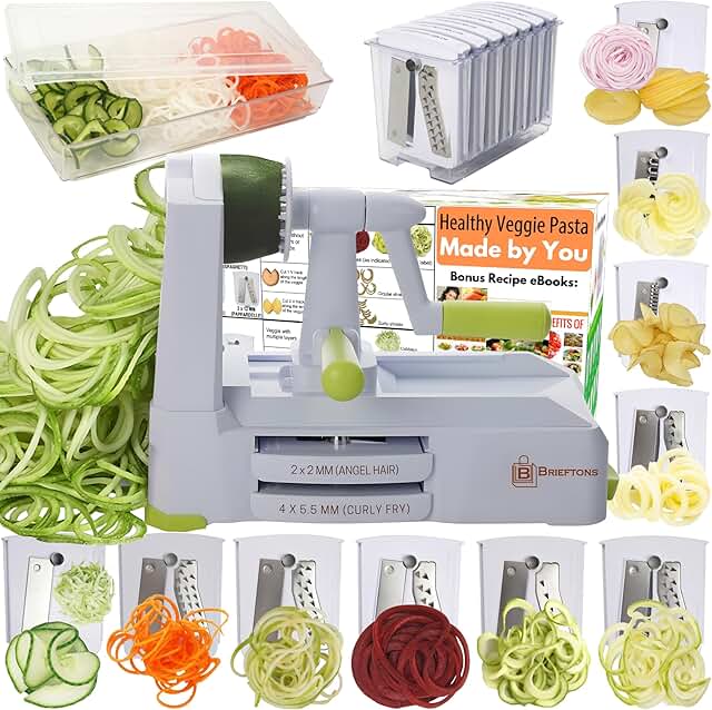 Brieftons 10-Blade Vegetable Spiralizer: Strongest-Heaviest Duty Spiral ...